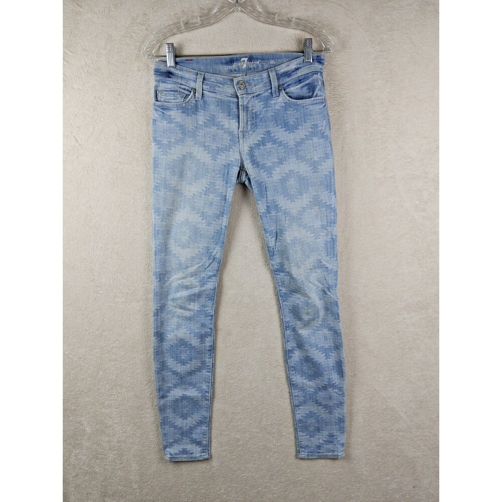 7 For All Mankind Women's The Skinny Aztec Pattern Denim Jeans Size 26